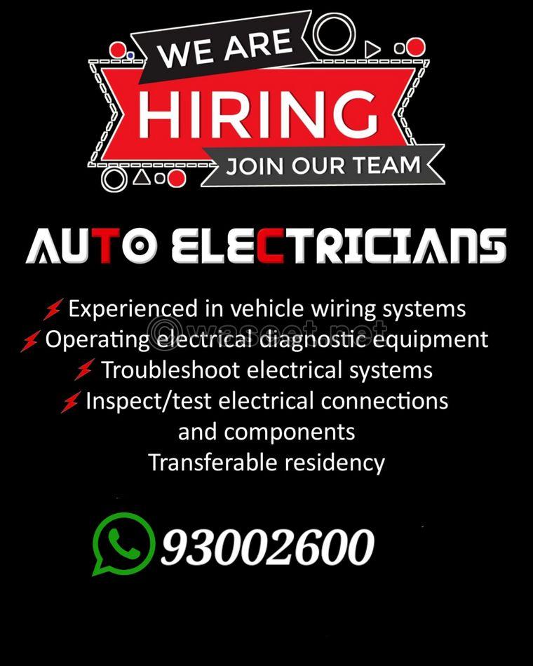 Auto electrician required for work 0