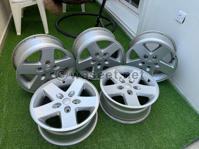 Wrangler wheels for sale with clean tires  1