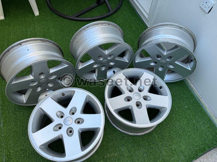 Wrangler wheels for sale with clean tires  2